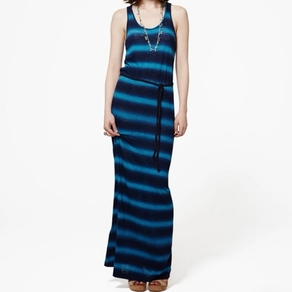 Lucky Brand Blue Spray Tie Dye Sleeveless Maxi Dress Size